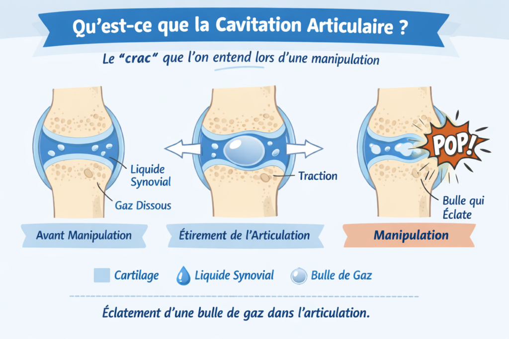 Schéma explicatif de la cavitation articulaire thomas brousse osteopathe chateauroux